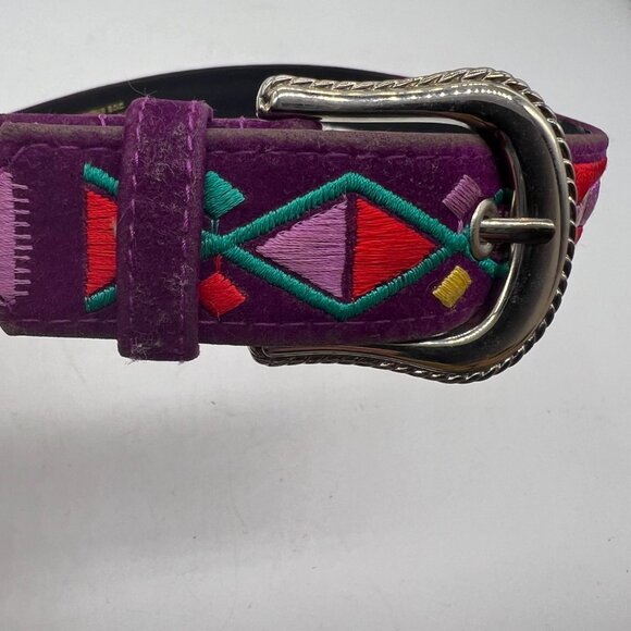 Purple Aztec 60s Style Belt Size Small - Medium 34" Purple Hippy Colorful Comeco - Picture 7 of 10